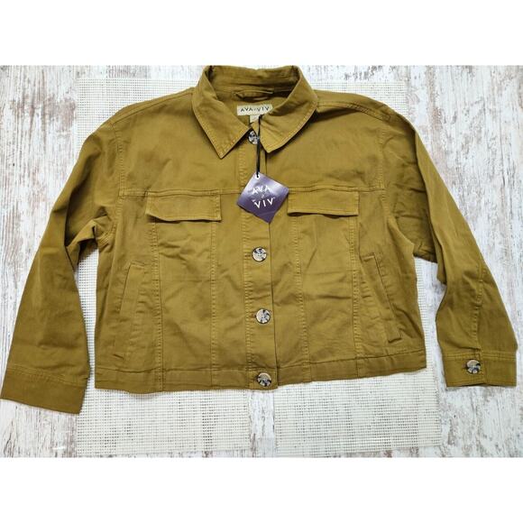 Ava & Viv Women's Plus Size Anorak Jacket Size 1X Green - Picture 1 of 10